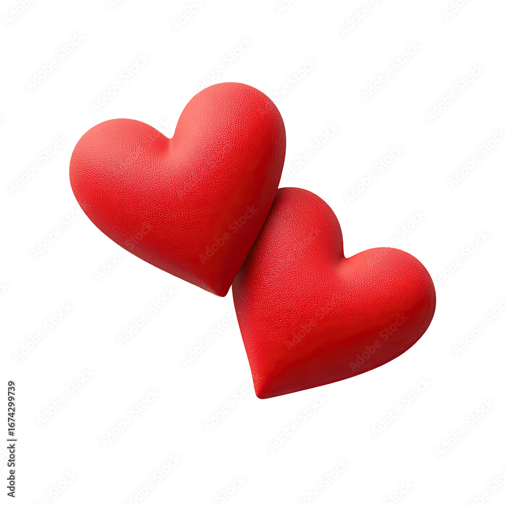 Fototapeta premium Two red hearts overlapping