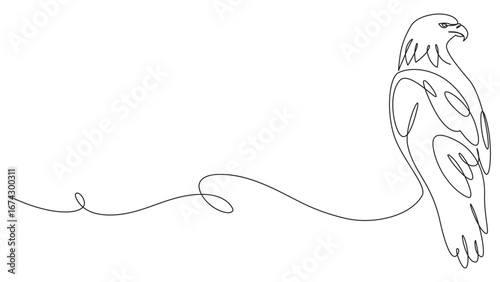 Elegant single line drawing of an eagle with a dynamic flowing line