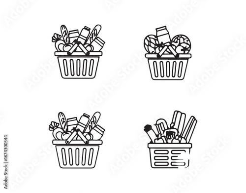 Grocery icon with a black outline and a clean, minimalist design, suitable for different industries and contexts. This is also included in an icon set.
