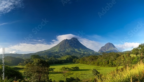 landscape image taken in chiriqui panama the baru volcano is shown in the background