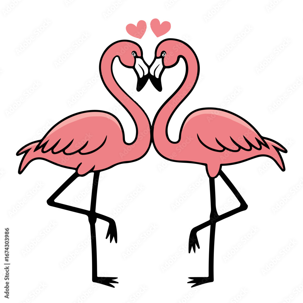 Fototapeta premium Pink flamingo birds isolated on white background