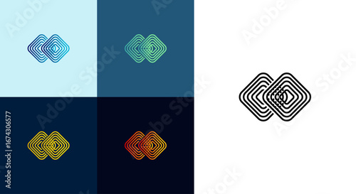Abstract Geometric Line Logo Icon.