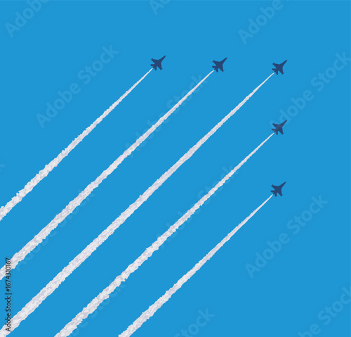 飛行機雲と戦闘機のシルエット,航空祭や大きなイベントでアクロバット飛行（フライオーバー）を披露する戦闘機