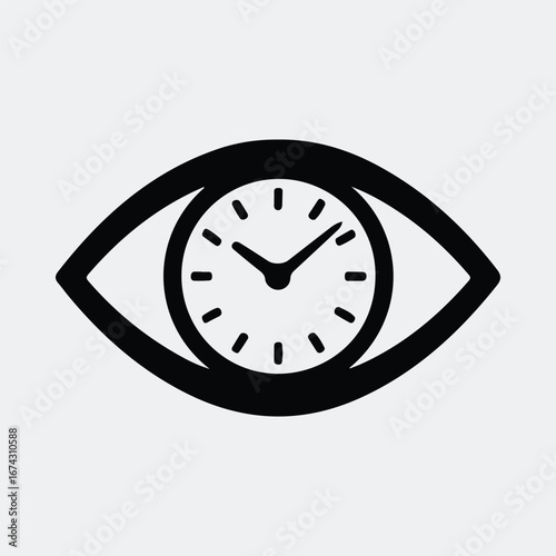 Silhouette eye time clock watches deadline vector illustration