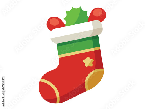 Christmas stocking vector isolated on white background