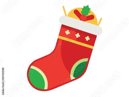 Christmas stocking vector isolated on white background