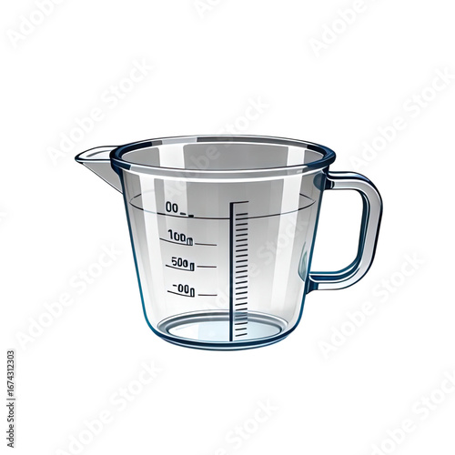 Clear measuring cup with measurement markings for precise cooking and baking in the kitchen