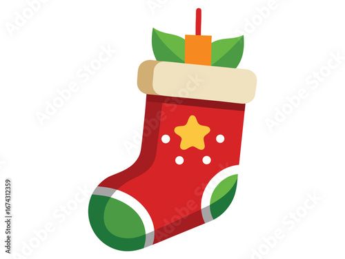 Christmas stocking vector isolated on white background