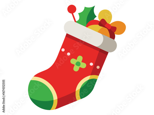 Christmas stocking vector isolated on white background