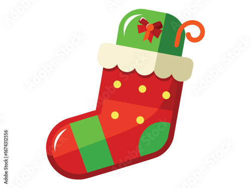 Christmas stocking vector isolated on white background