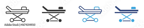 Stretcher icon set in outline and flat style , vector illustration. Emergency Medical Transport Icon set , 