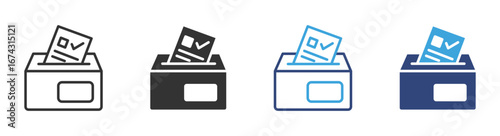 Ballot icon set in outline and flat style ,voting ballot box icon set. vector illustration.