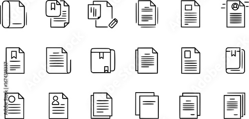 Paper documents icons. Line symbol and document icon. Paper symbol with single and multiple pages. vector illustration.