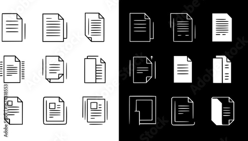 Paper documents icons. Line symbol and document icon. Paper symbol with single and multiple pages. vector illustration.