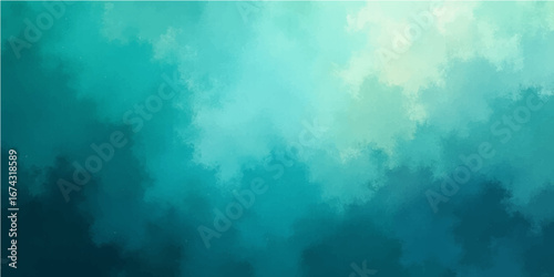 An ethereal sky with bright sun rays and swirling clouds over a deep blue sea creates a stunning and dynamic abstract background