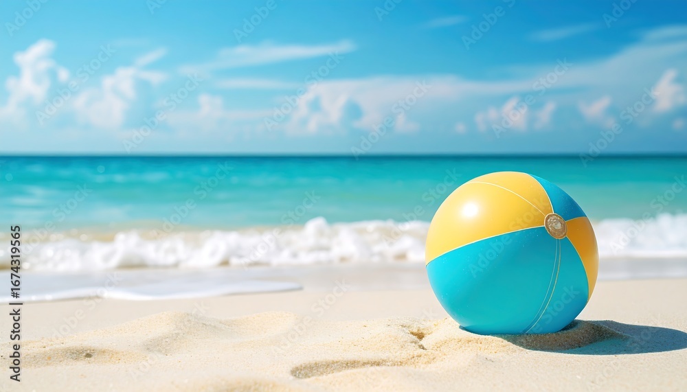 Obraz premium Beach ball on sandy shore