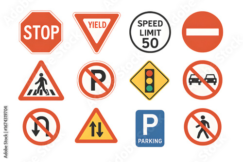 Transparent set of traffic sign warning