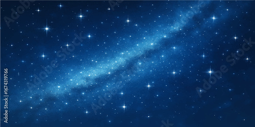 An abstract blue starry sky with cosmic light particles