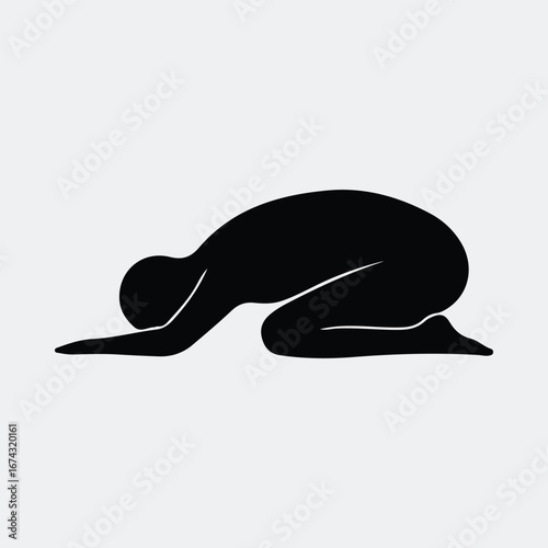 Silhouette person kneeling in prayer position vector illustration