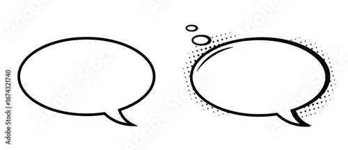 A set of two oval speech bubbles or elements of cartoon design, comics, on a white background. Vintage pop art style design. Vector EPS 10.
