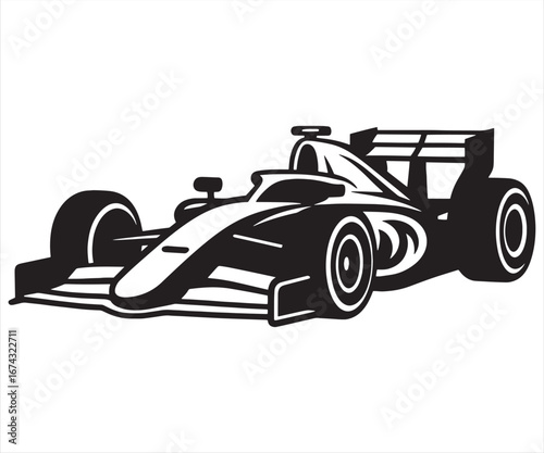 Racing Formula One Car Silhouette Vector
