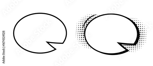 Empty comic speech bubbles with a semitone on a white background. A speech balloon, cloud, or cartoon design elements. Vector EPS 10.