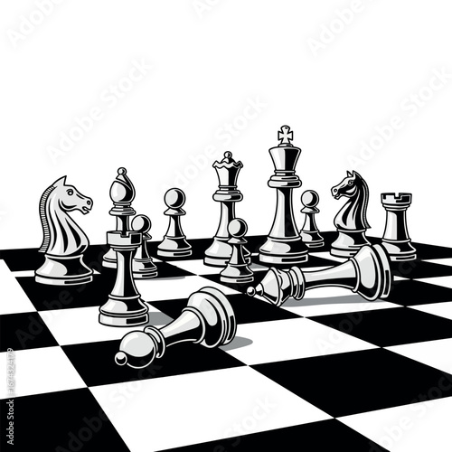 illustration, black, game, chess, figure, vector, board, sport, strategy, abstract, design, success, background, chessboard, check, white, competition, business, battle, set, fight, tactic, isolated, 