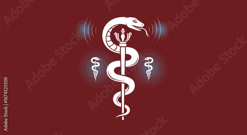Symbol of Medicine: Snake Coiled Around Staff.