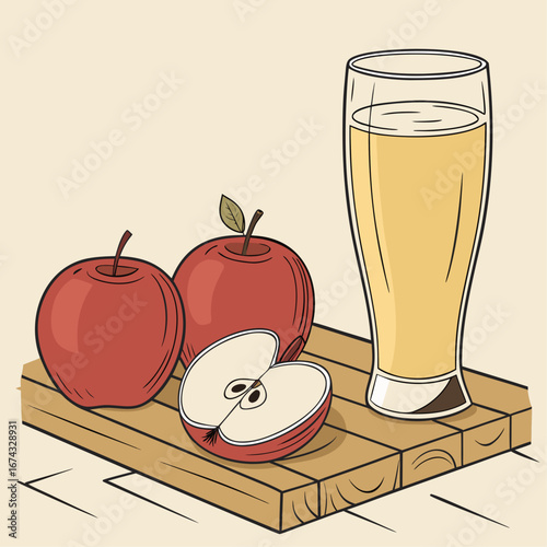 Apple Juice Glass with Fresh Red Apples