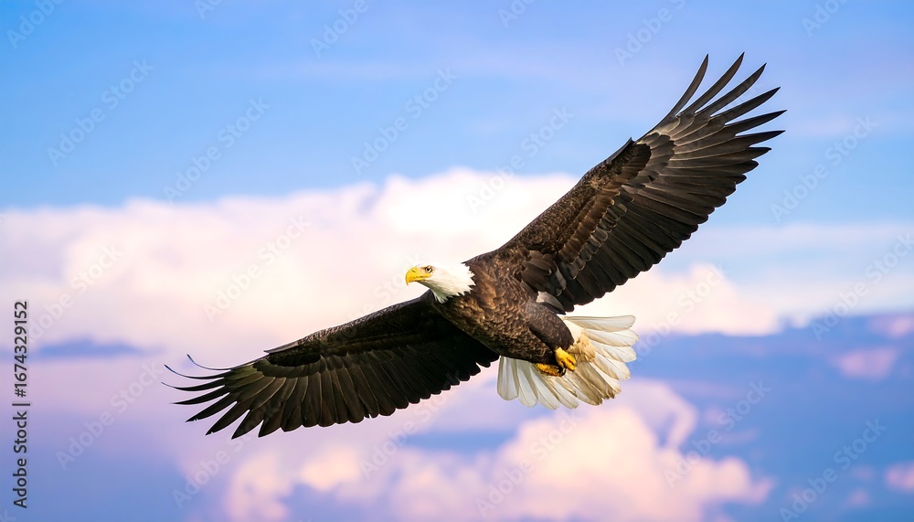 Fototapeta premium Majestic eagle soaring through a vibrant sky