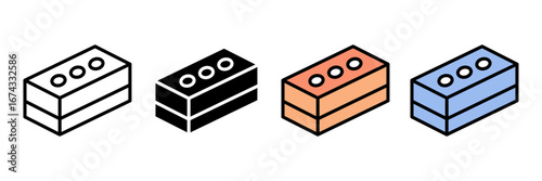 building material Icon Set Multiple Style Collection. Wood, Metal, Plastic, Glass, Stone, Fabric, Ceramic, Leather, Paper, Foam, Carbon, Brick, Bamboo, Marble, Sand, Clay, Wool, Cotton, Acrylic, Nylon
