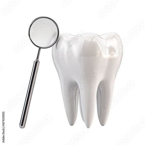 3D model of a tooth and dental explorer