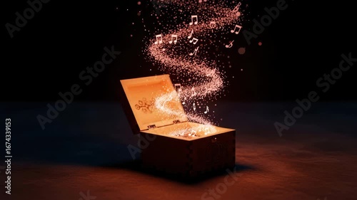 Treasure chest opening with glowing particles and light