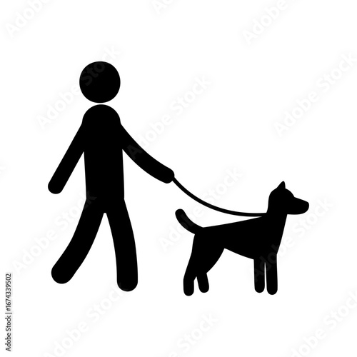 Icon image of a person walking a dog with a leash
