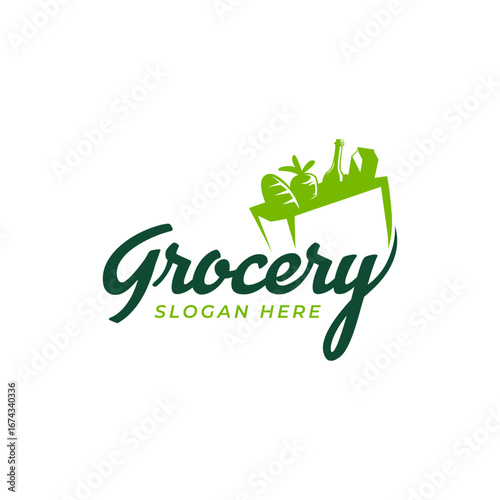 Fresh Grocery Store Logo Design Template.