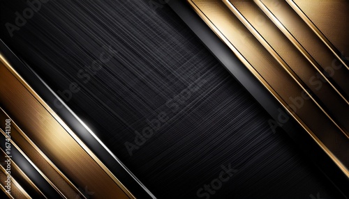 elegant black background with shiny gold stripes for modern design