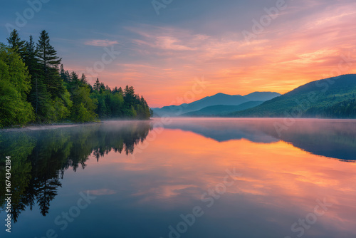 experience tranquility of summer landscapes from  different countries featuring silent lakes at dawn