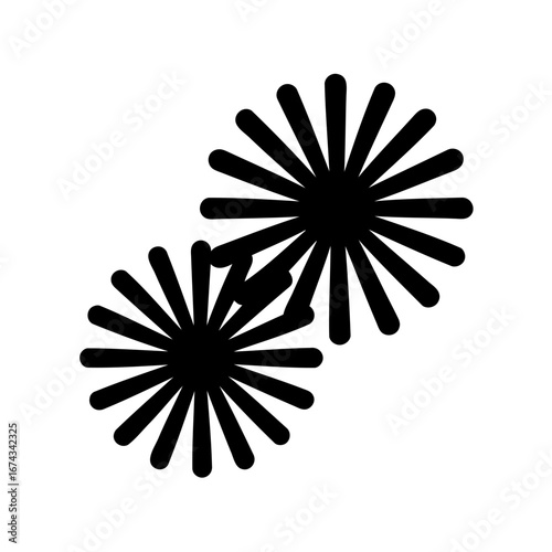 Two stylized black flowers slightly overlapping, simple graphic art illustration.