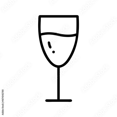 Wine glass vector icon illustration, alcohol drink in elegant glassware for restaurant and bar menu design