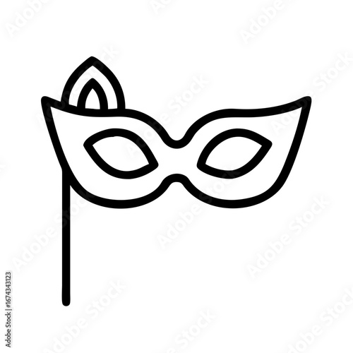 Outline masquerade mask vector icon for carnival festival costume ball party and disguise accessory design