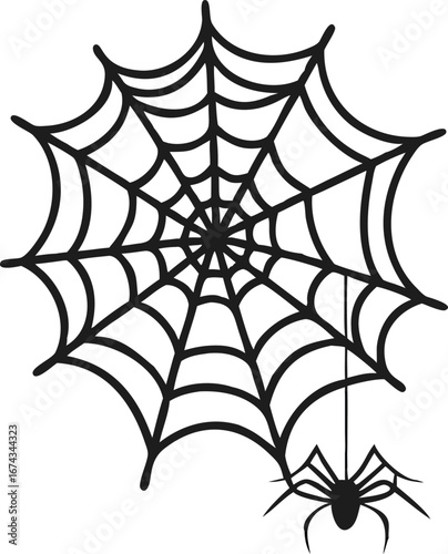 Delicate Spider Web Glistening Against Transparent Background