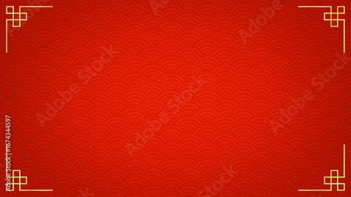 Oriental luxury Chinese style ornament frame on red background, traditional asian decorative border line art illustration, various China Lunar new year design element