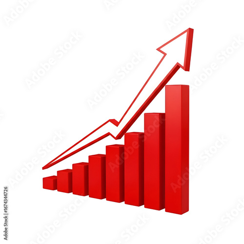 Growth Chart Shows Upward Trend with Transparent Background