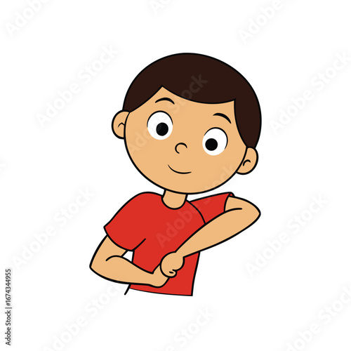 kid arm bent at elbow on white background.eps