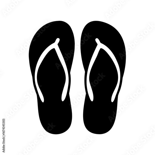 Black and White Graphic of Flip Flops Ready for the Beach