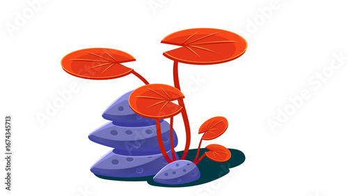 PNG Cartoon underwater sea landscape constructor with fishes and ocean animals, vector undersea world. Underwater coral reef characters of octopus with turtle,