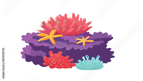 PNG Cartoon underwater sea landscape constructor with fishes and ocean animals, vector undersea world. Underwater coral reef characters of octopus with turtle,
