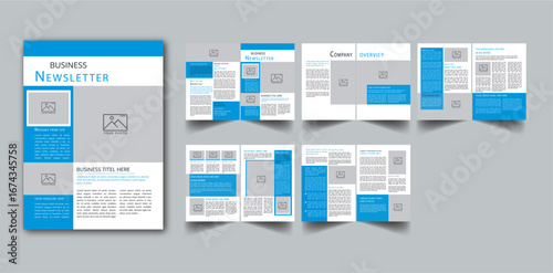 The Newsletter Template 10 Page layout design With Cover page / Weekly Newsletter, Monthly Newsletter, Daily Newsletter