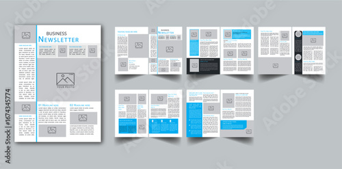 The Newsletter Template 10 Page layout design With Cover page / Weekly Newsletter, Monthly Newsletter, Daily Newsletter