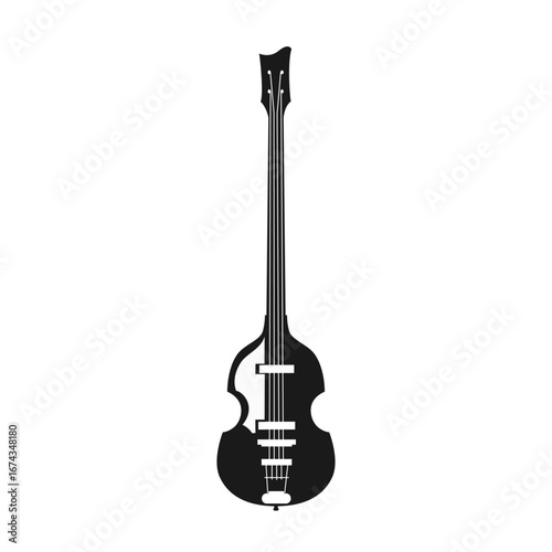 Classic Black and White Electric Bass Guitar Illustration.